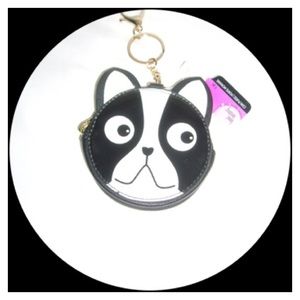 😎Boston Terrier Dog Coin Key Ring Purse Charm